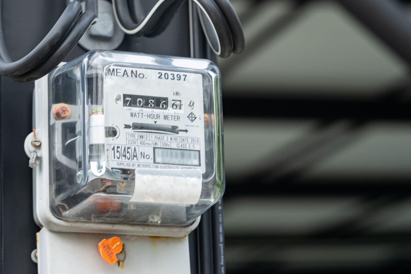 Close-up of an electric utility meter, Lightning Bay Electric coordinates meter and service upgrades with TECO and Duke Energy across Tampa Bay